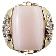 Vintage 14 Karat Yellow Gold Pink Opal Diamond Ring Size 8.25 #14843