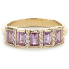 yellow gold pink sapphire diamond ring -china -b2b -forum -blog -wikipedia -.cn -.gov -alibaba 14 Karat Yellow Gold Pink Sapphire and Diamond Bar Ring