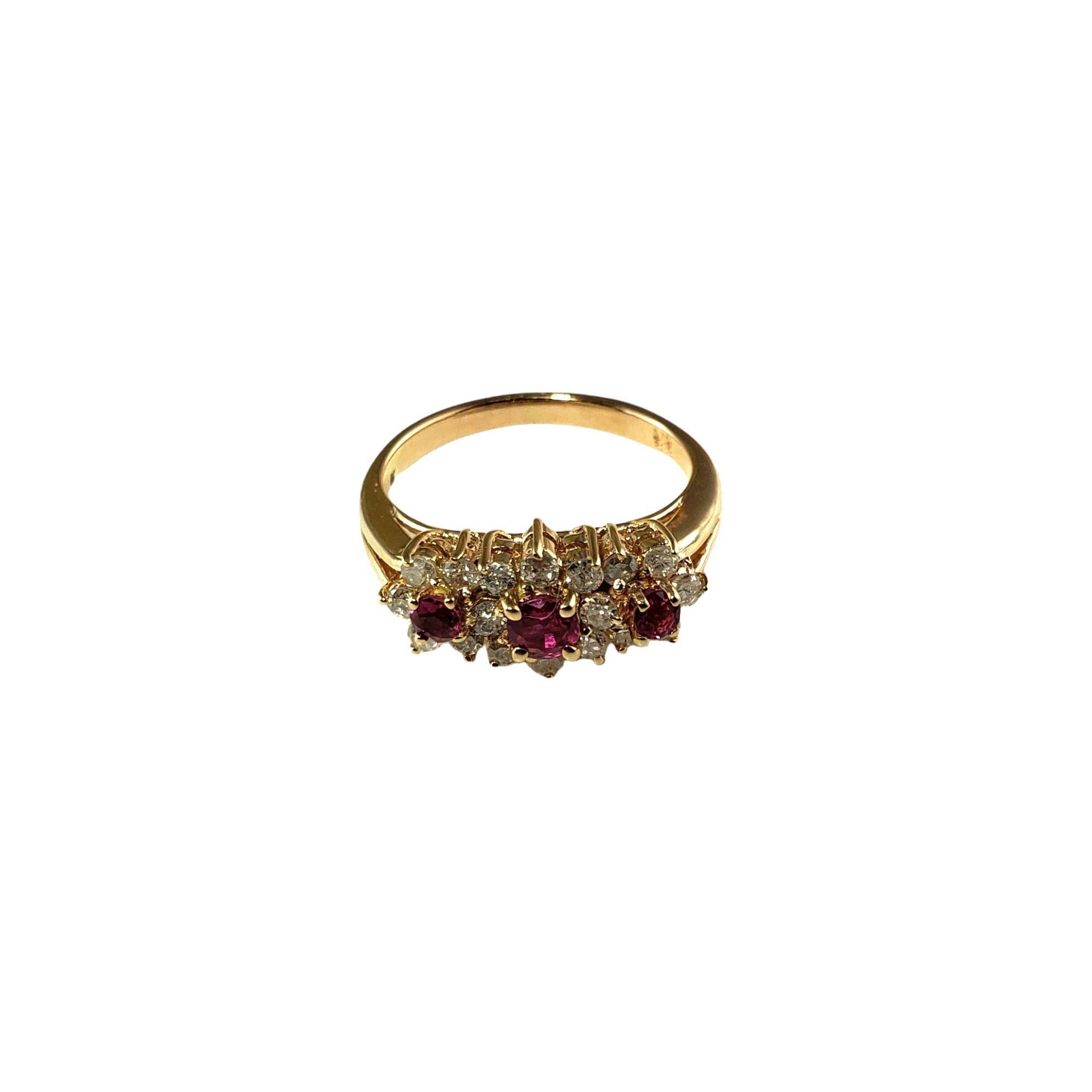  14 Karat Yellow Gold Pink Sapphire and Diamond Ring Size 5.25 #14333 In Good Condition For Sale In Washington Depot, CT