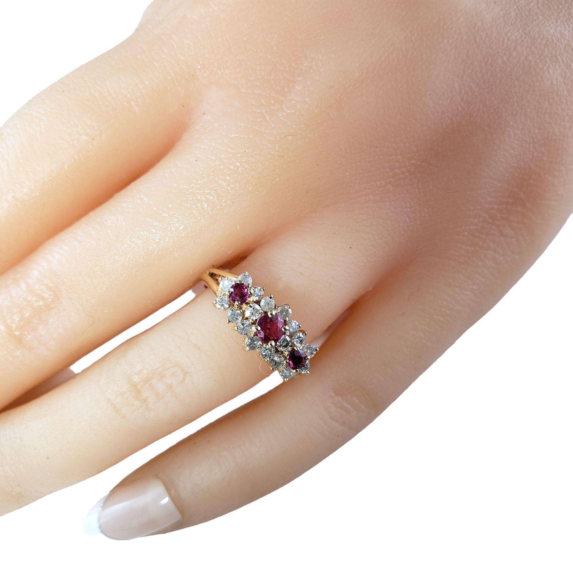  14 Karat Gelbgold Ring mit rosa Saphir und Diamant, Größe 5,25 #14333 im Angebot 2