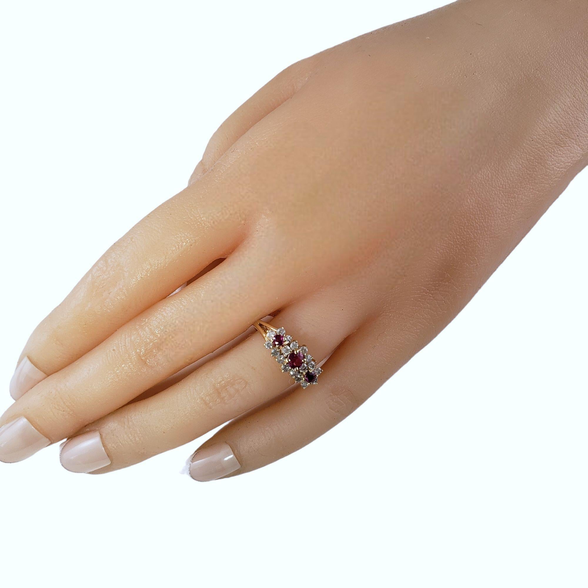  14 Karat Gelbgold Ring mit rosa Saphir und Diamant, Größe 5,25 #14333 im Angebot 3