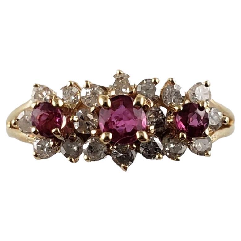  14 Karat Gelbgold Ring mit rosa Saphir und Diamant, Größe 5,25 #14333 im Angebot