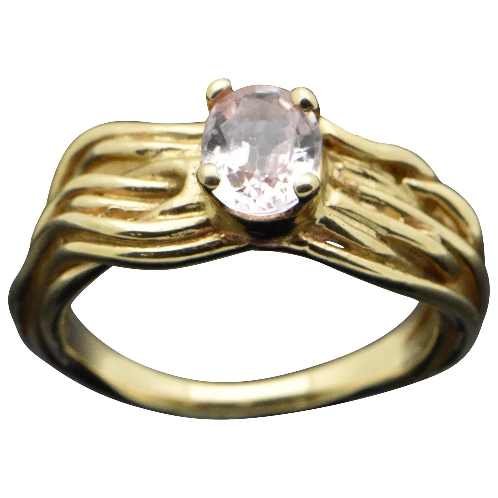14 Karat Yellow Gold Pink Sapphire Ring For Sale
