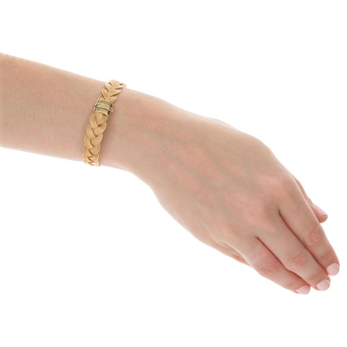 14 Karat Yellow Gold Plaited Bracelet For Sale 1