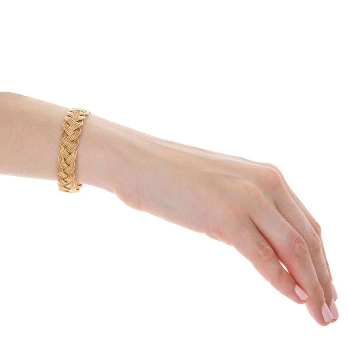 14 Karat Yellow Gold Plaited Bracelet For Sale 2