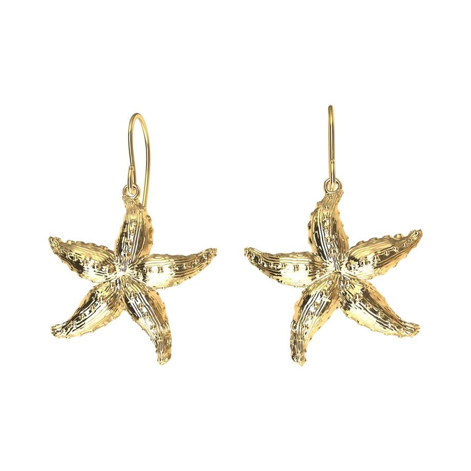 Or jaune 14 carats  Boucles d'oreilles plaquées étoile de mer 14mm