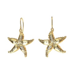 Or jaune 14 carats  Boucles d'oreilles plaquées étoile de mer 14mm