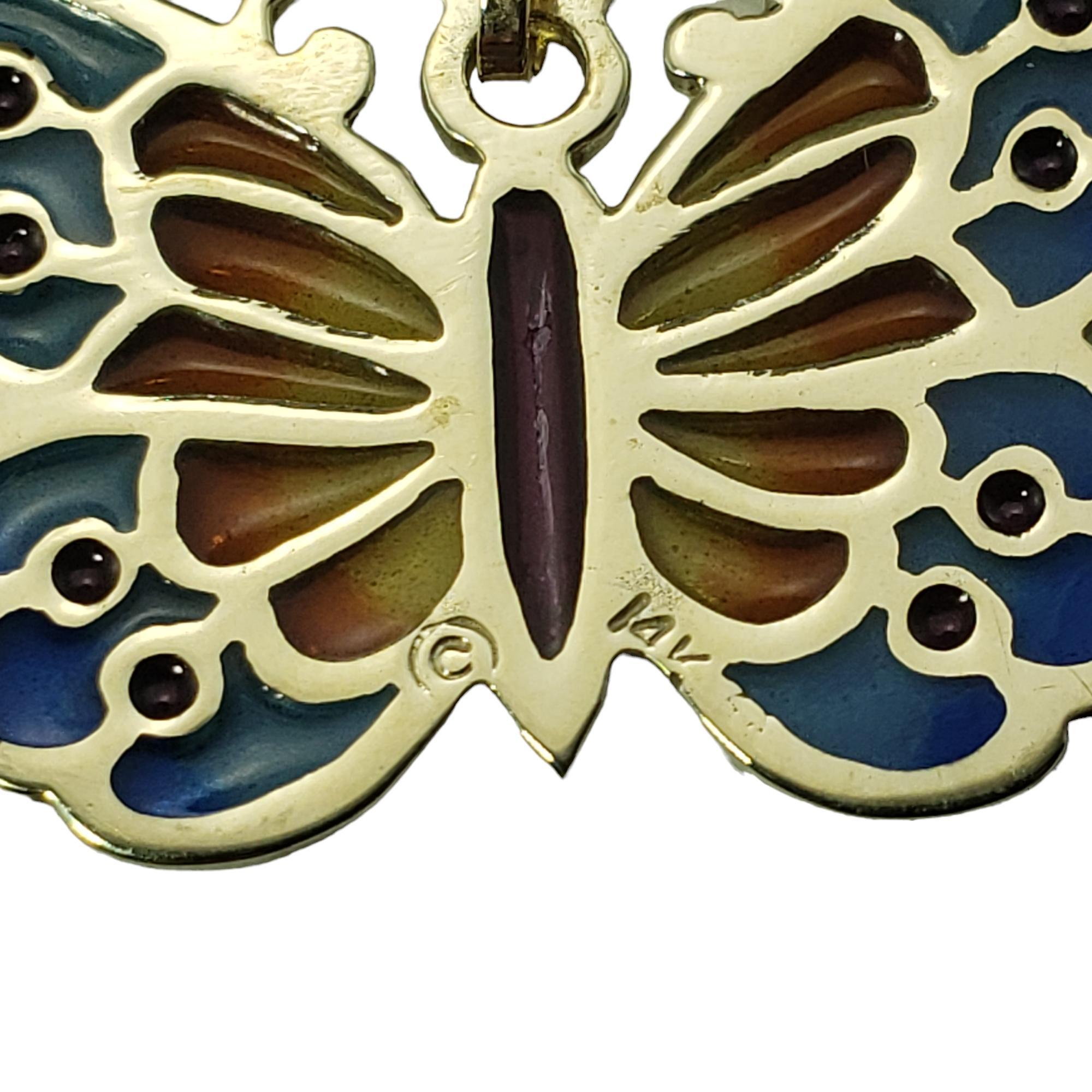 Women's 14 Karat Yellow Gold Plique-a-Jour Butterfly Pendant #15533