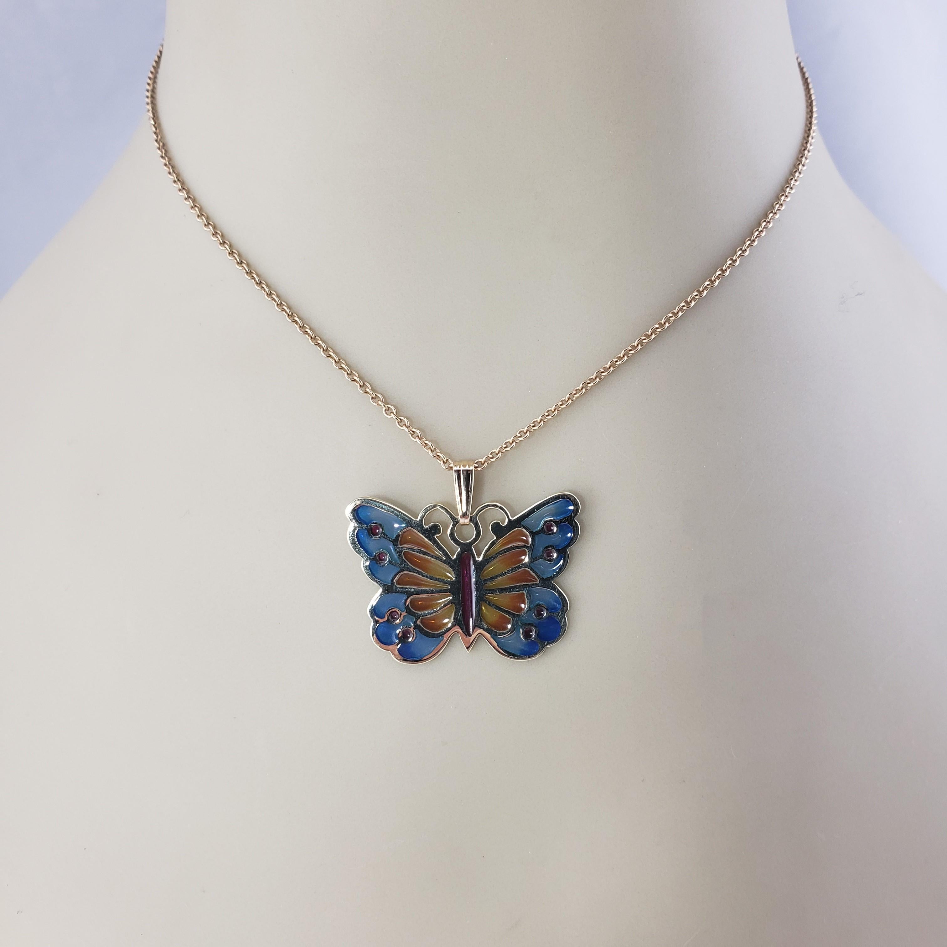  14 Karat Yellow Gold Plique-a-Jour Butterfly Pendant #15533 1