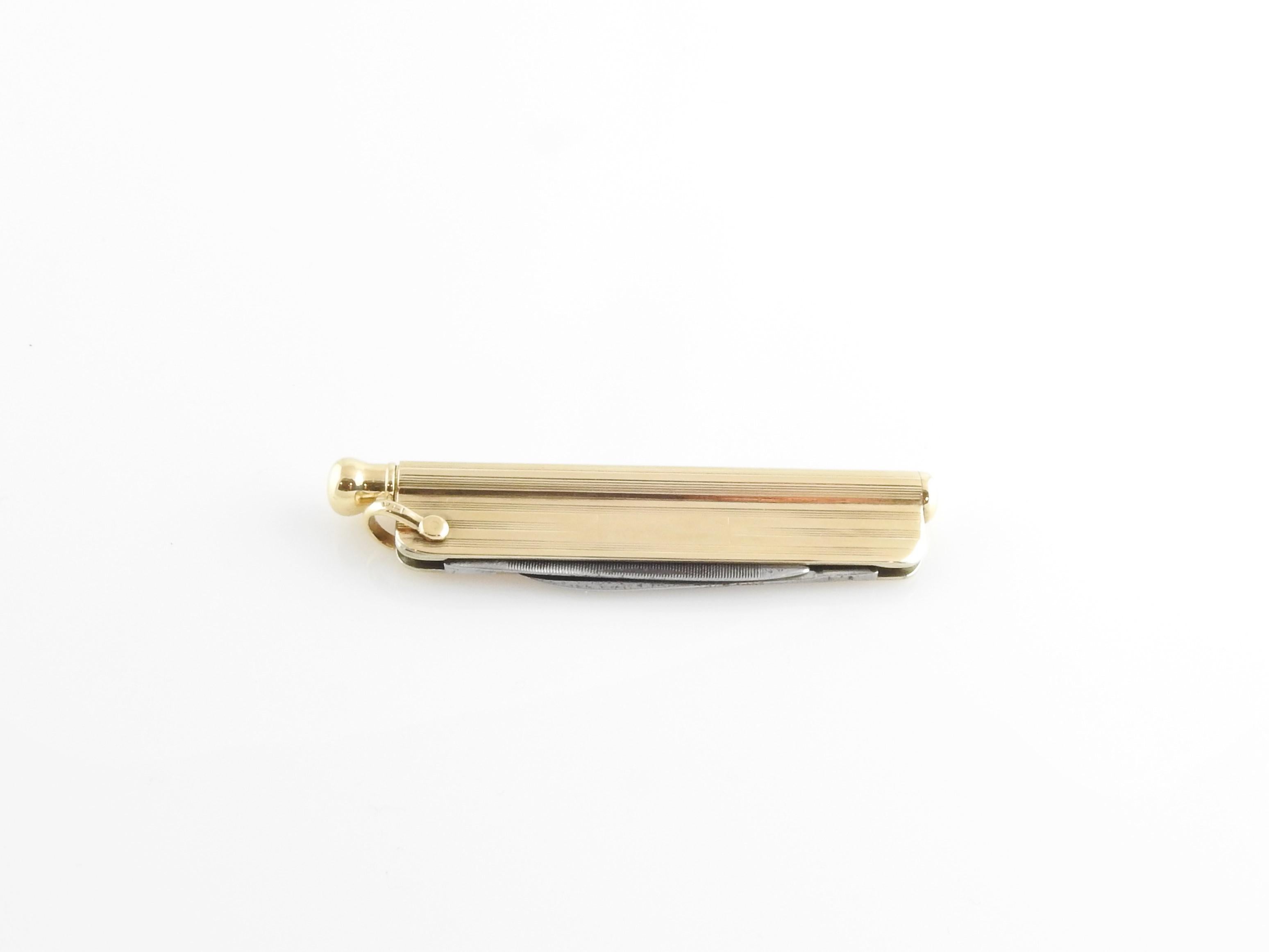 14 Karat Yellow Gold Pocket Knife and Pen In Good Condition In Washington Depot, CT