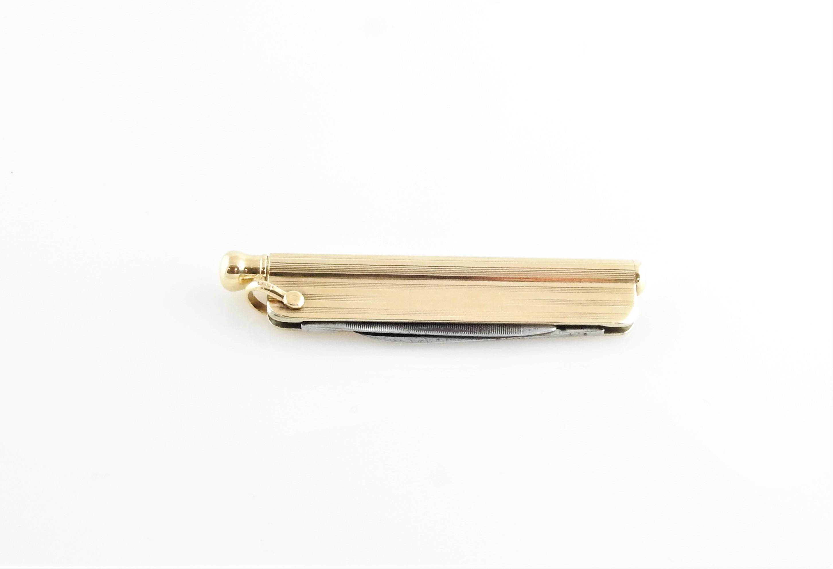Women's 14 Karat Yellow Gold Pocket Knife and Pen