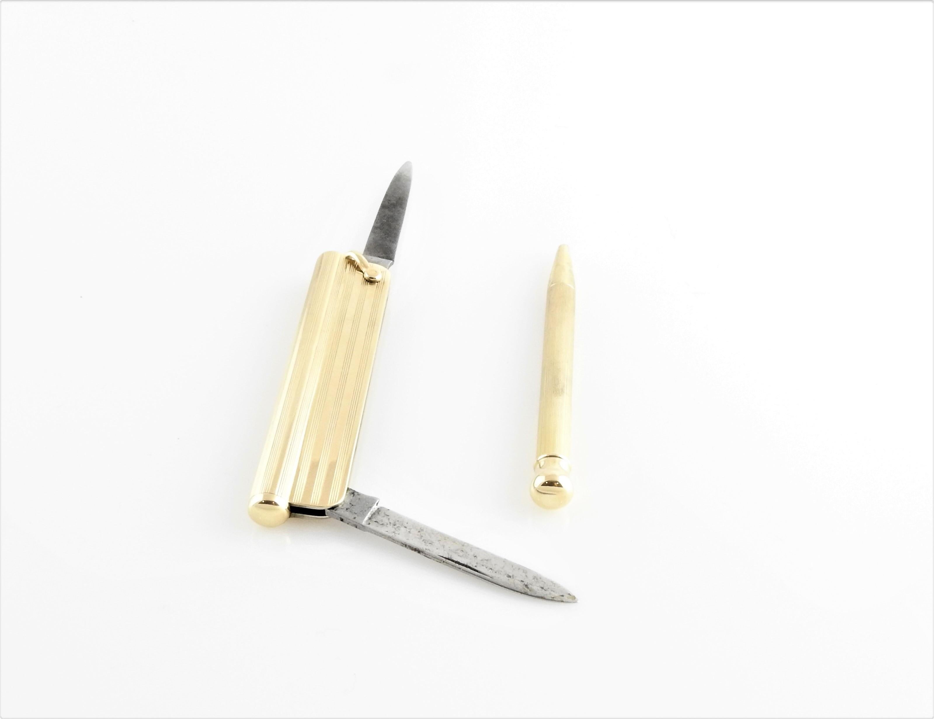 14 Karat Yellow Gold Pocket Knife and Pen 3