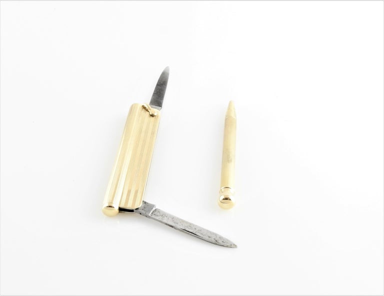 14 Karat Yellow Gold Pocket Knife and Pen at 1stDibs