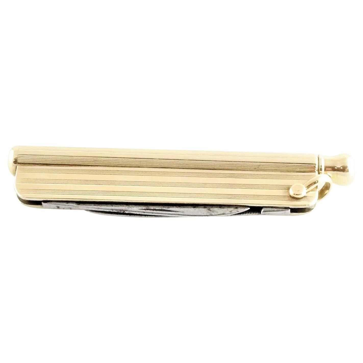 14 Karat Yellow Gold Pocket Knife and Pen