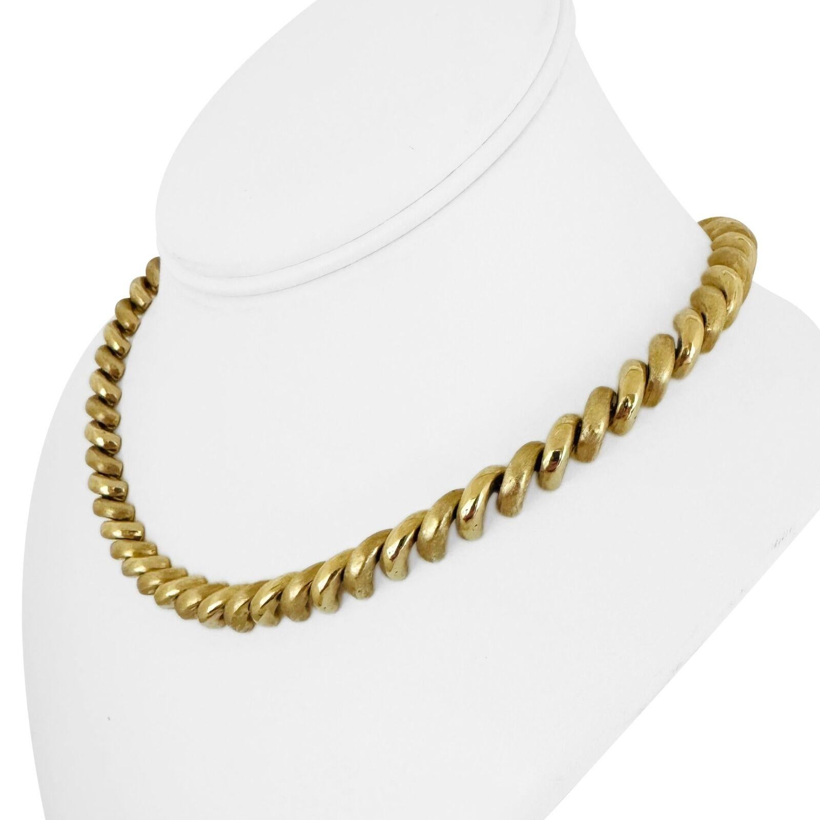 14k Gelbgold 37,5g poliert und gebürstet 7mm San Marco Link Halskette Italien 17