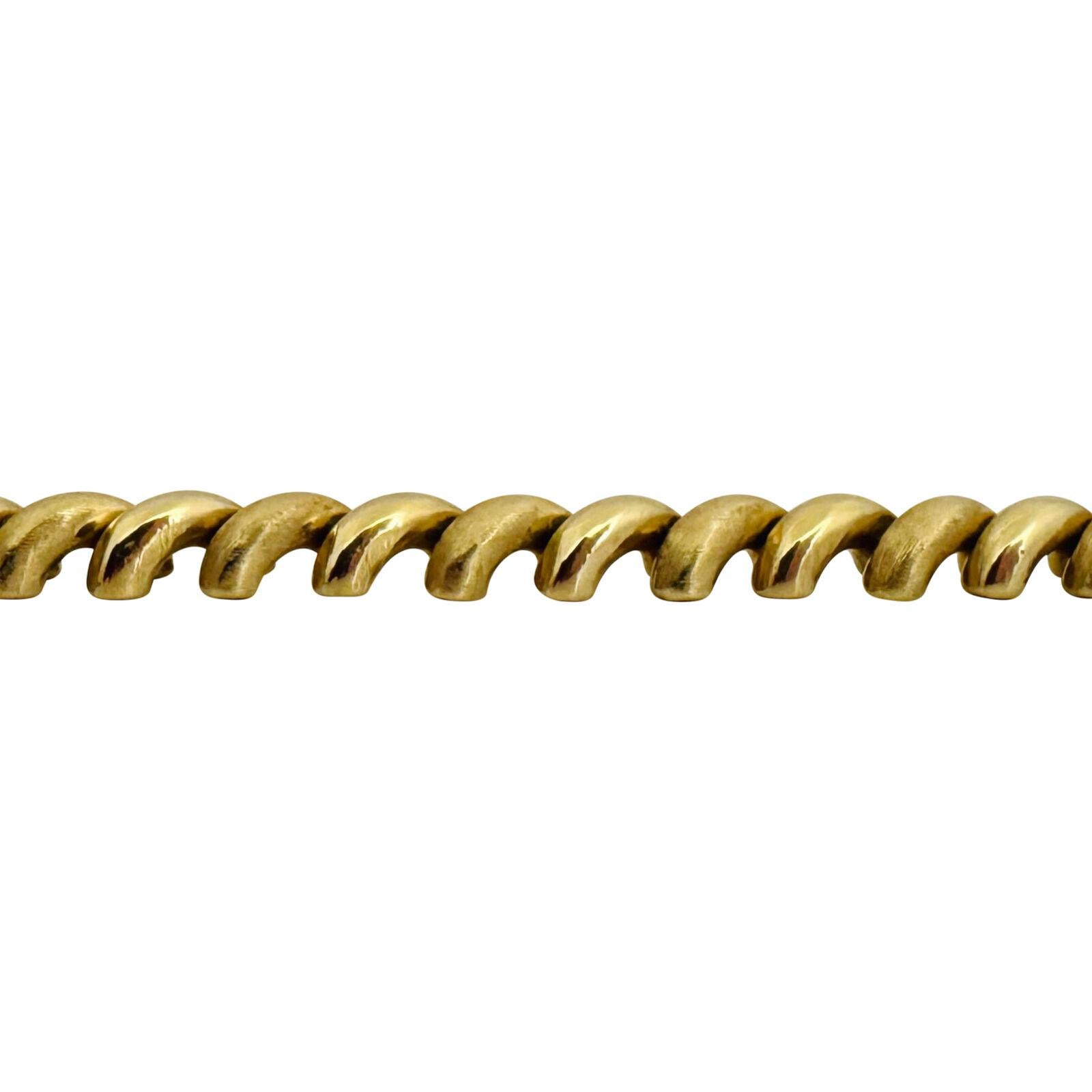 14 Karat Gelbgold polierte und gebürstete San Marco Gliederhalskette Italien für Damen oder Herren