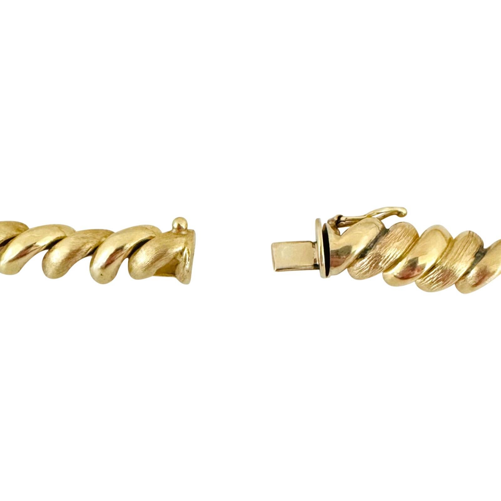 14 Karat Gelbgold polierte und gebürstete San Marco Gliederhalskette Italien 2