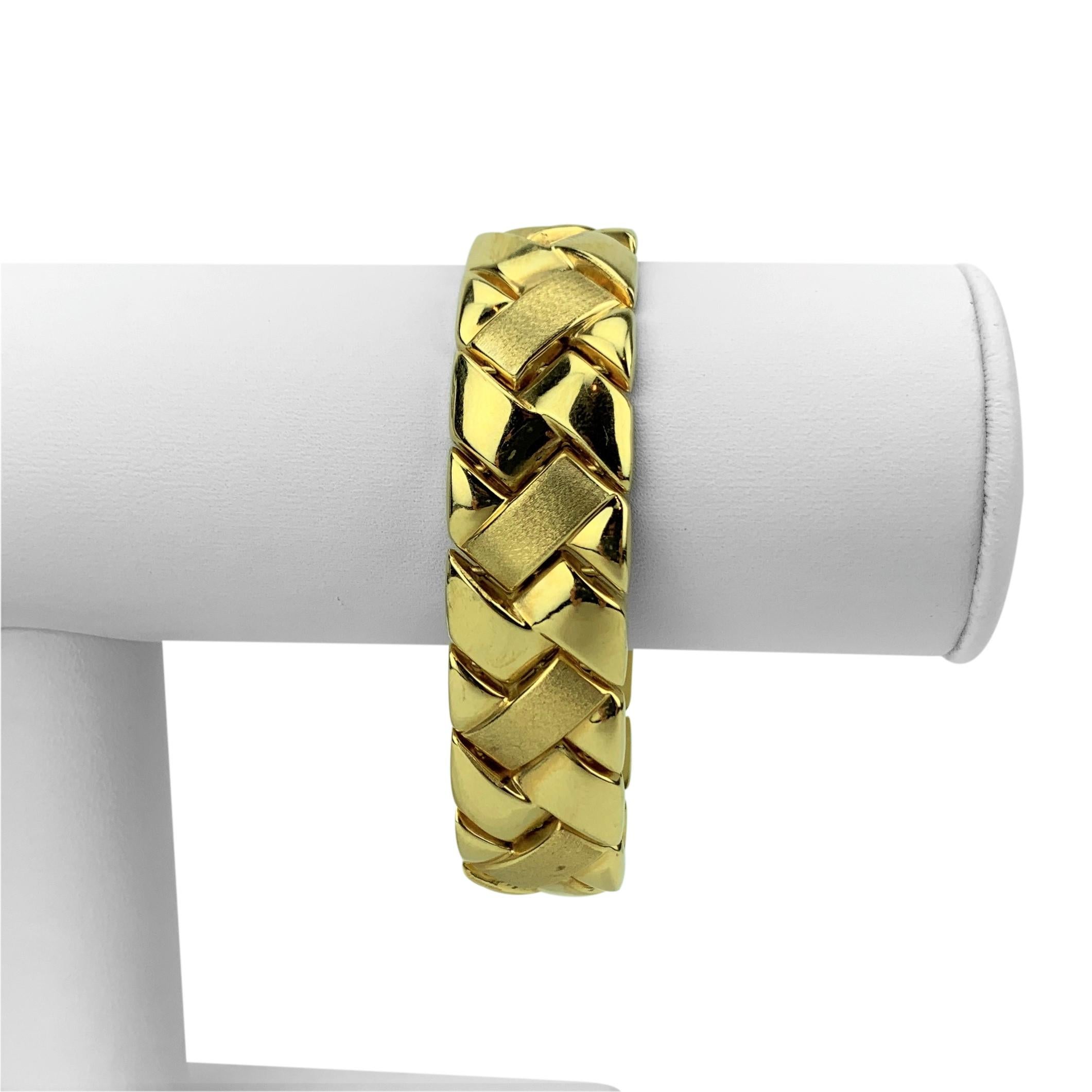 14k Yellow Gold 28g Ladies Polished and Satin Finish Braided Link Bracelet 7