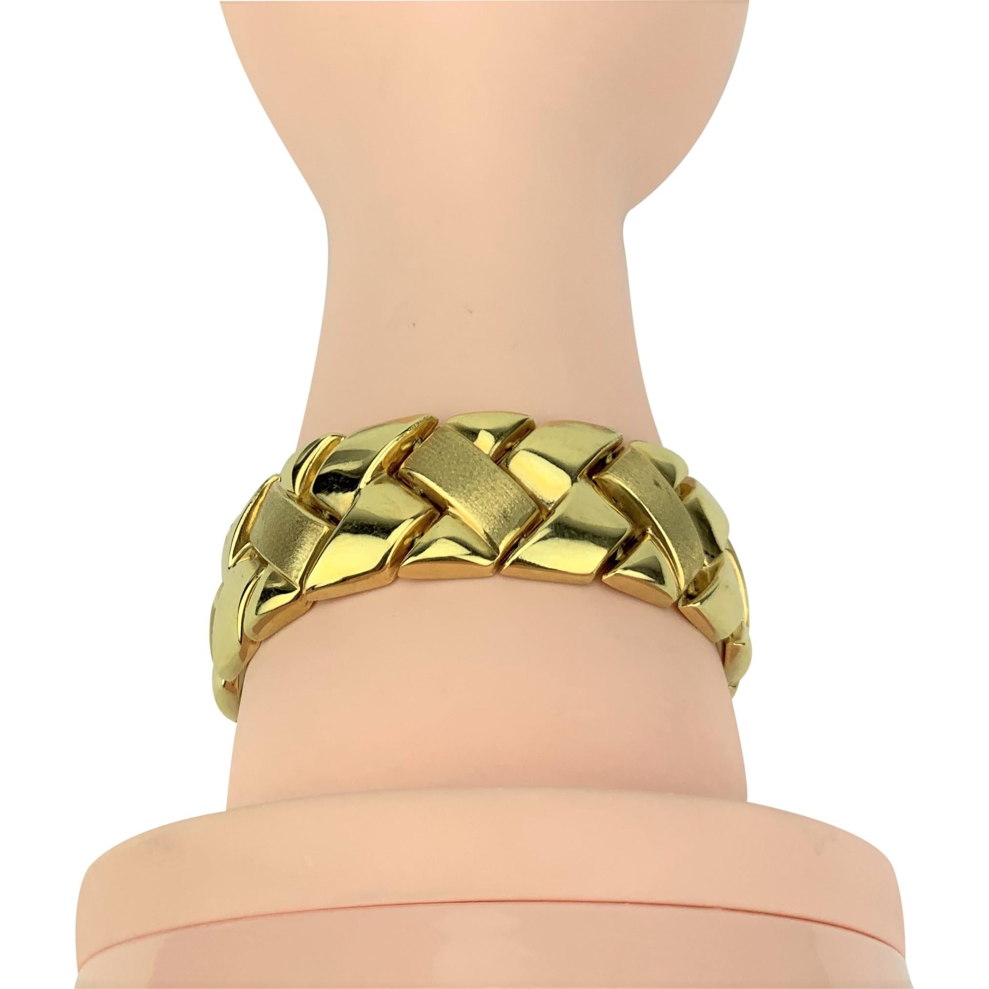 14 Karat Yellow Gold Polished and Satin Finish Braided Link Bracelet 3