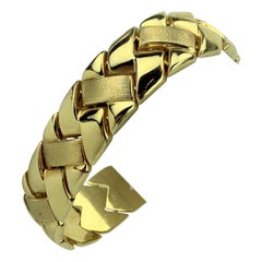 14 Karat Yellow Gold Polished and Satin Finish Braided Link Bracelet