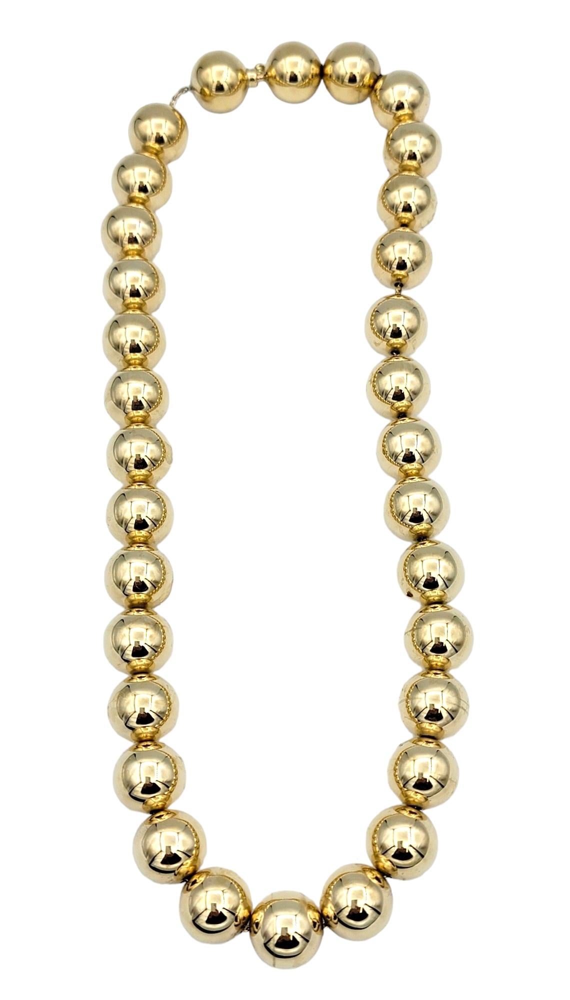 Contemporary  14 Karat Yellow Gold Polished Gold Ball Beaded Choker Necklace For Sale