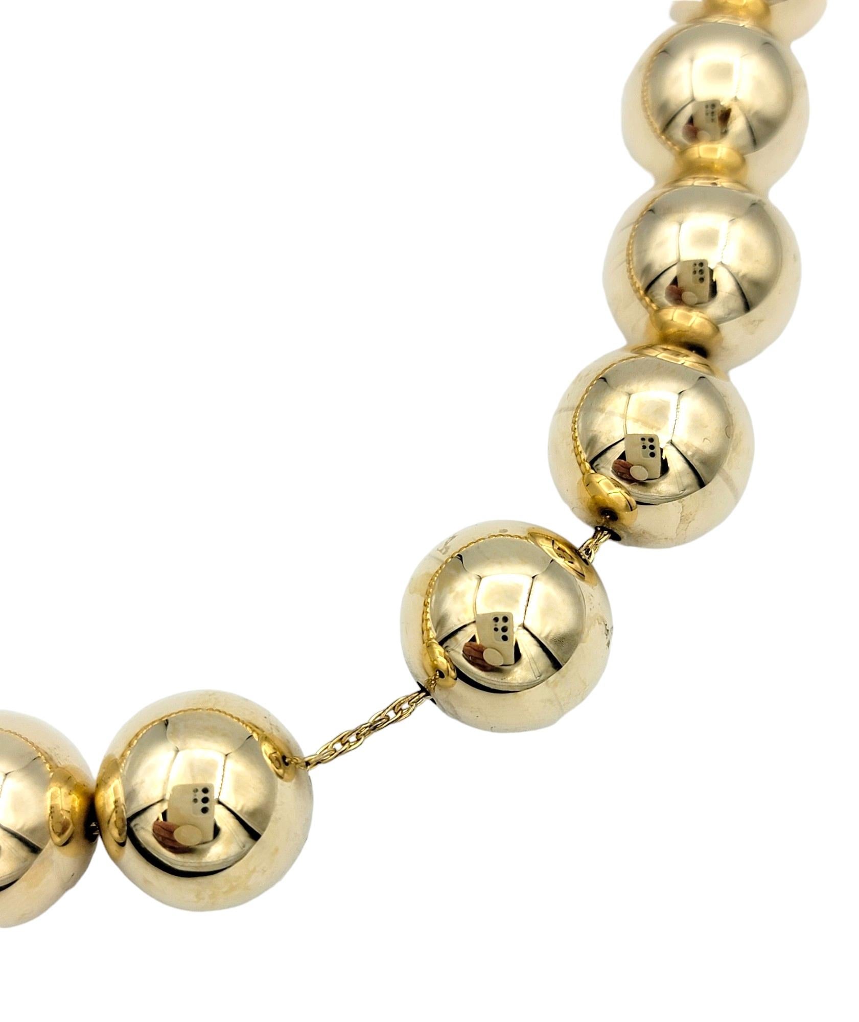 Women's  14 Karat Yellow Gold Polished Gold Ball Beaded Choker Necklace For Sale