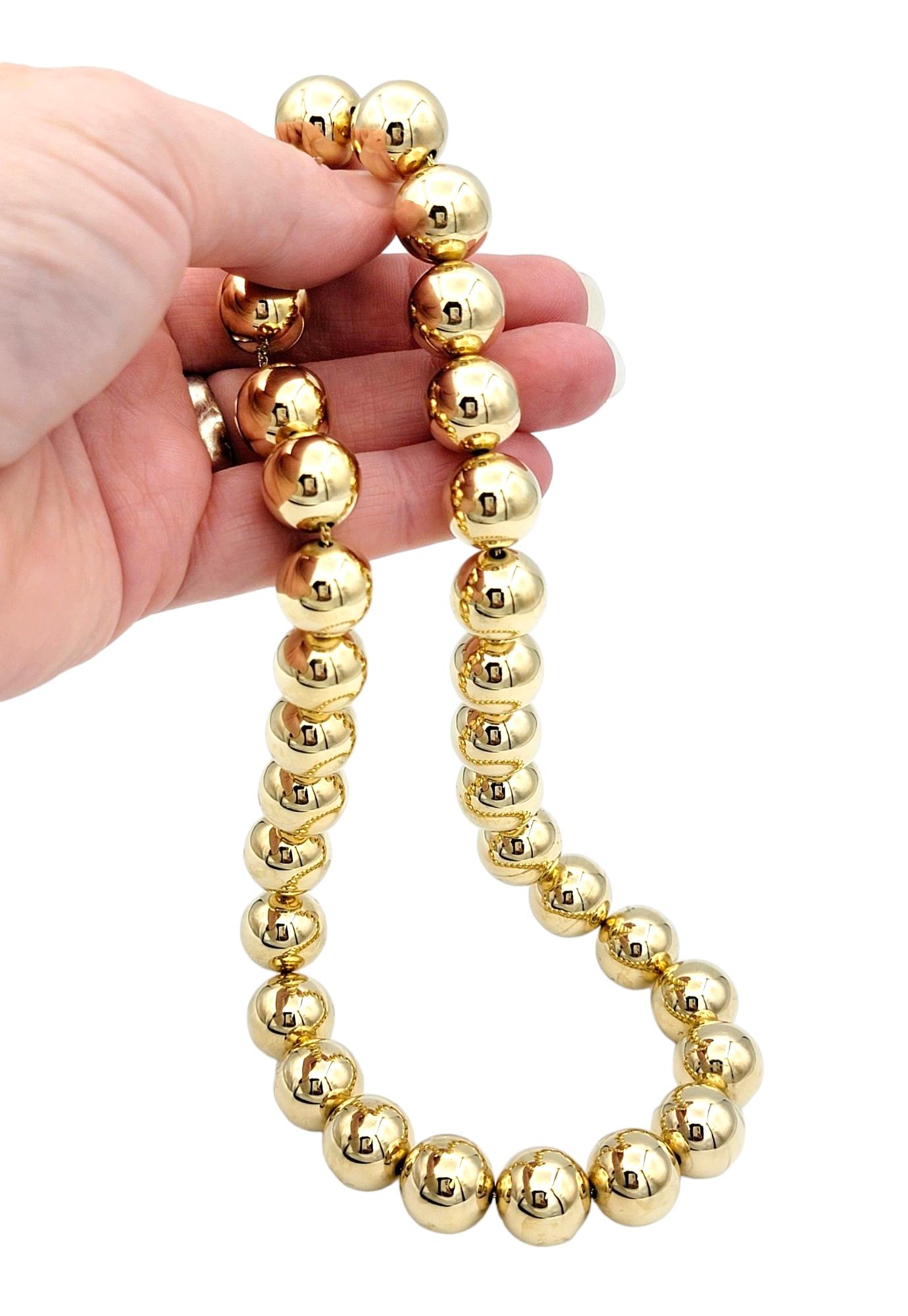  14 Karat Yellow Gold Polished Gold Ball Beaded Choker Necklace For Sale 3
