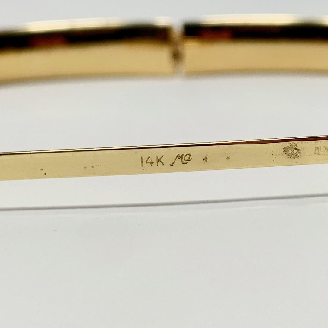 14 Karat Yellow Gold Polished Hammered Texture Bangle Bracelet 2