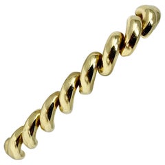 14 Karat Yellow Gold Polished San Marco Macaroni Link Bracelet