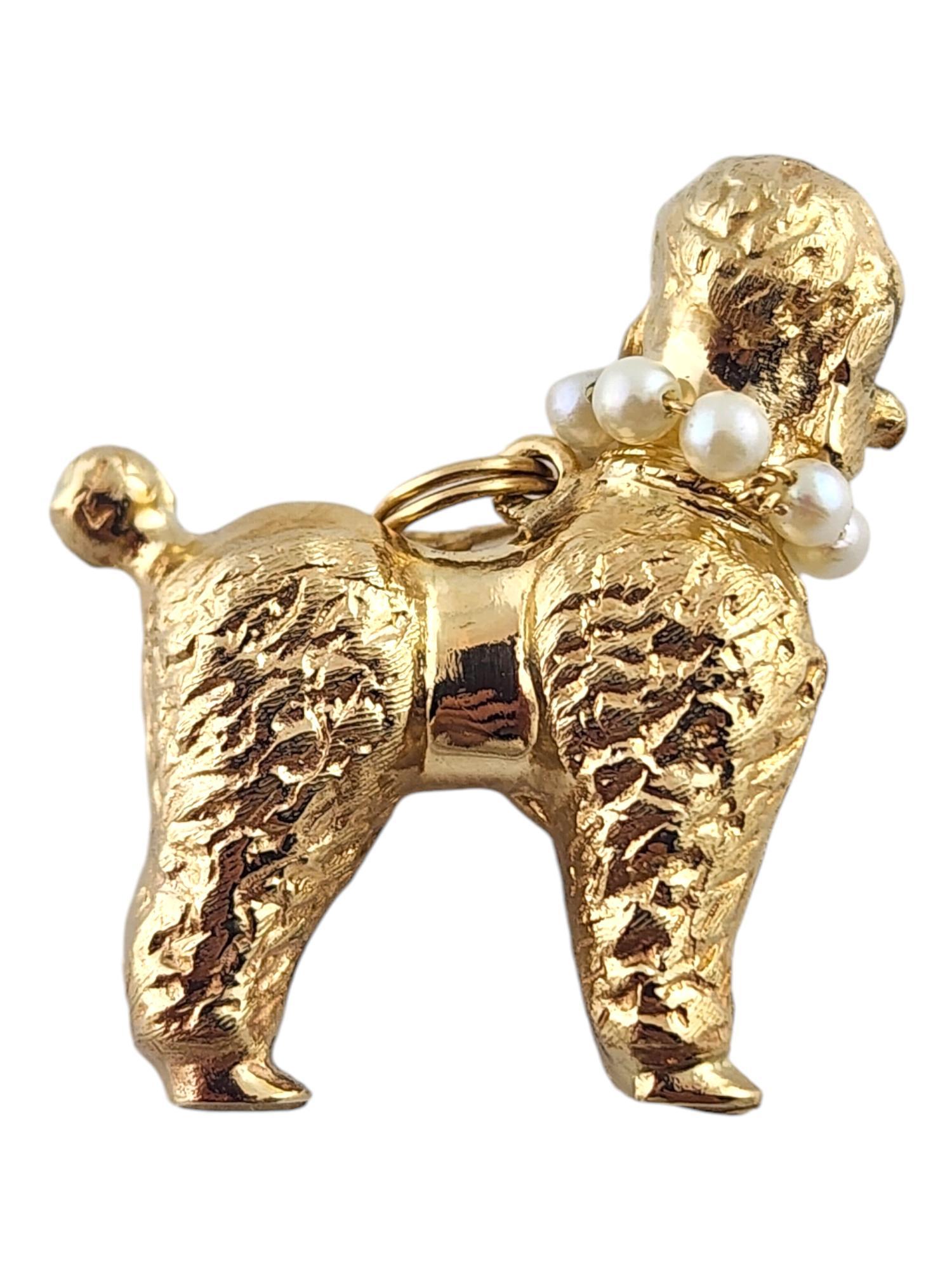 Women's 14 Karat Yellow Gold Poodle Charm with Rubies and Pearls #19229 For Sale
