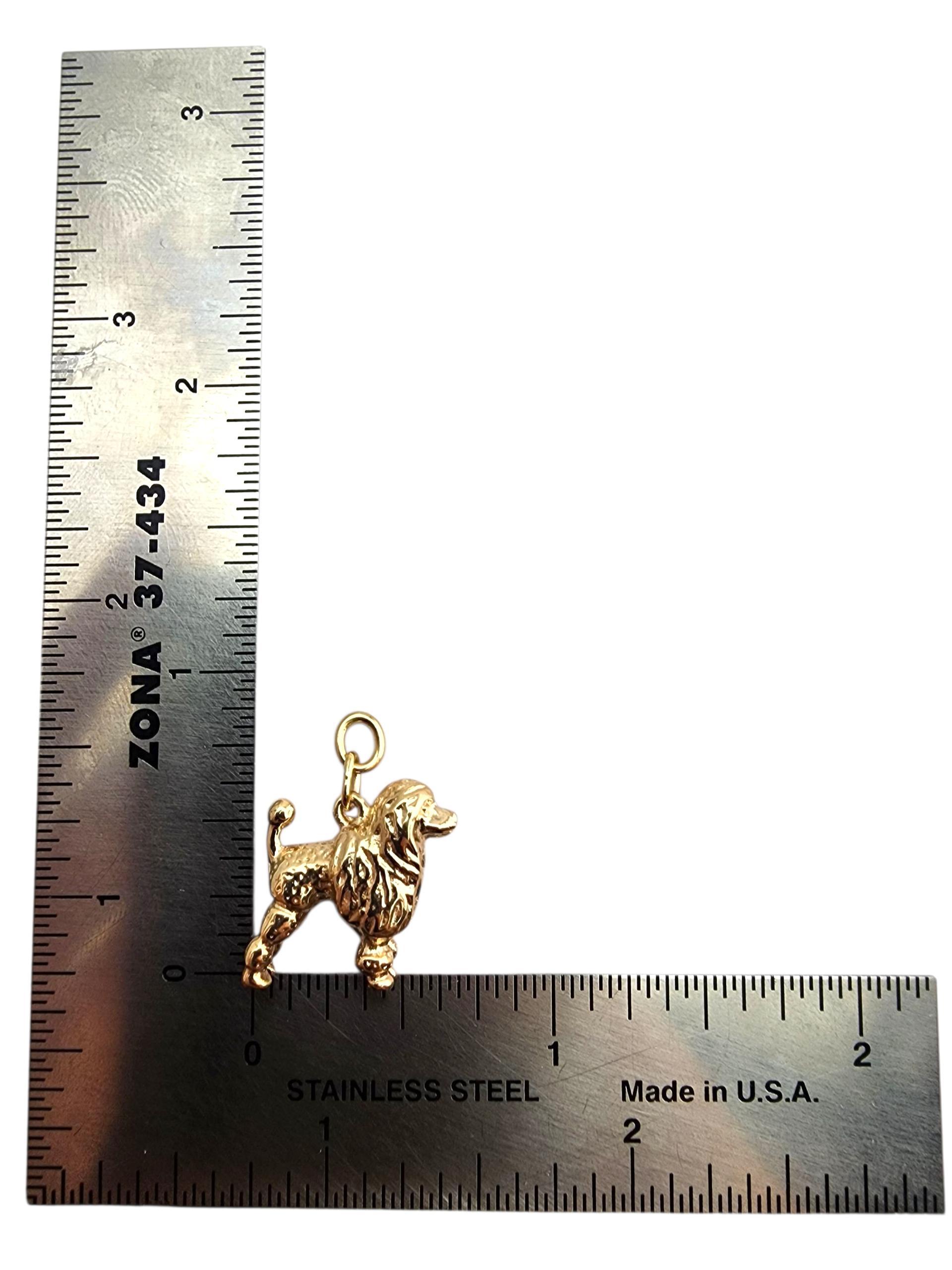 Or jaune 14 carats breloque chien caniche #23932 en vente 2