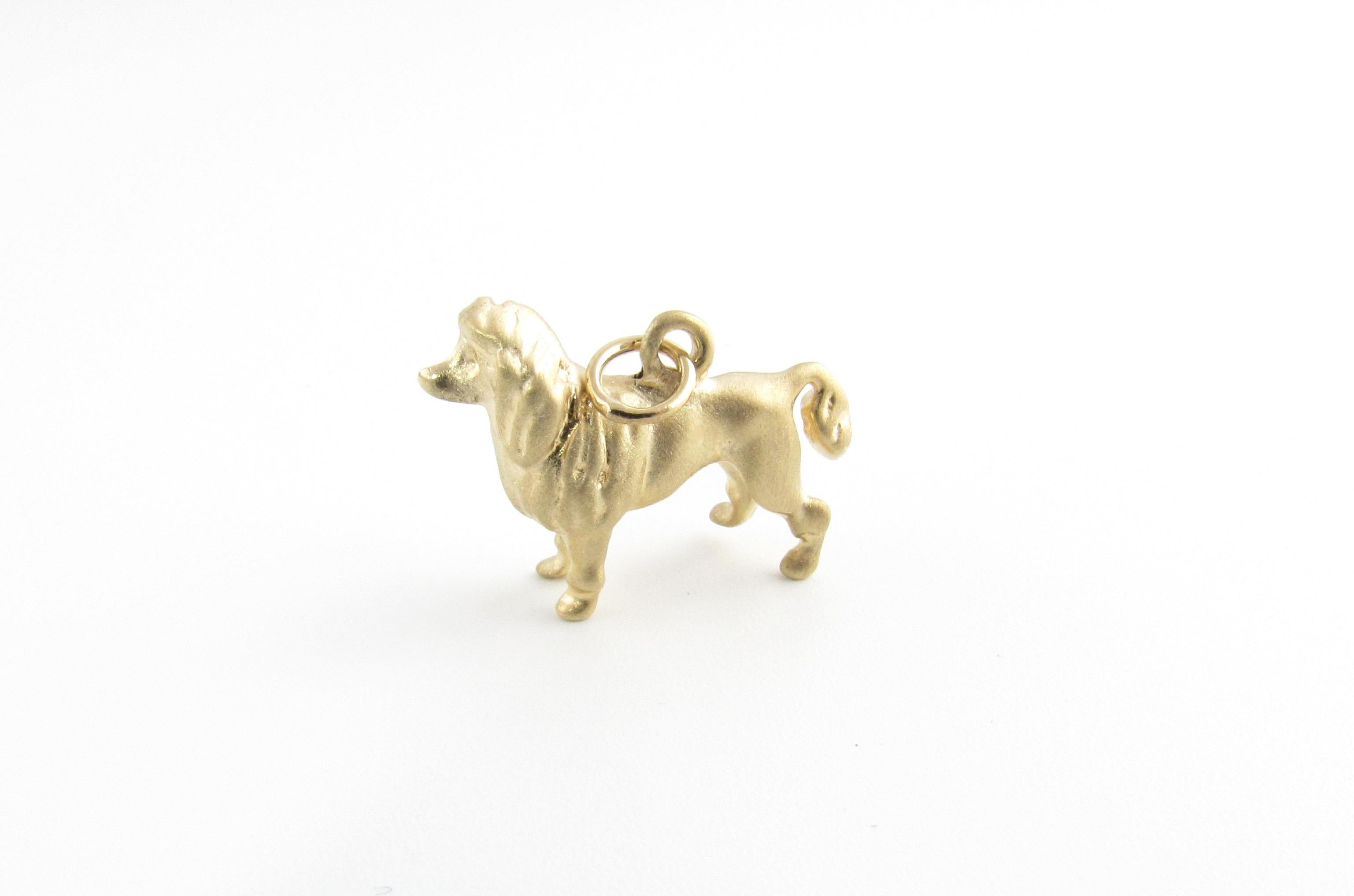 Vintage 14 Karat Yellow Gold Poodle Charm

The intelligent and loyal poodle is one of the most popular dog breeds in the United States.

This lovely 3D charm features the beloved poodle meticulously detailed in 14K yellow gold.

Size: 14 mm x 18 mm