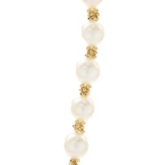 14 Karat Yellow Gold Potato Pearl Station Necklace