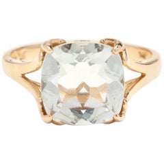14 Karat Yellow Gold, Prasiolite and Diamond Statement Ring