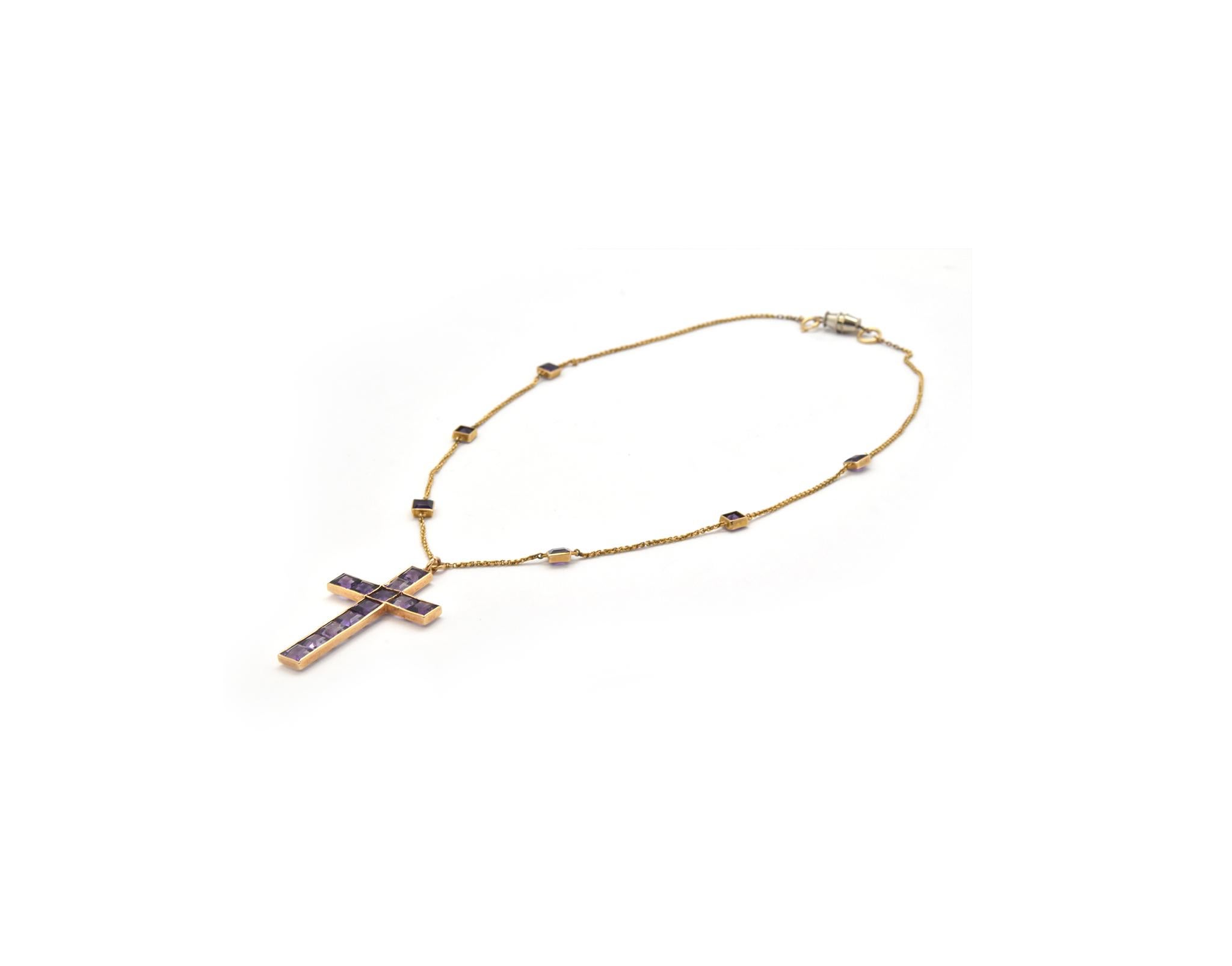 amethyst cross necklace white gold