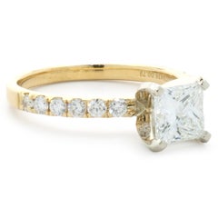 14 Karat Yellow Gold Princess Cut Diamond Engagement Ring