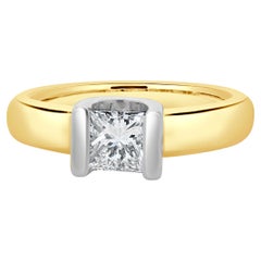 14 Karat Yellow Gold Princess Cut Diamond Engagement Ring