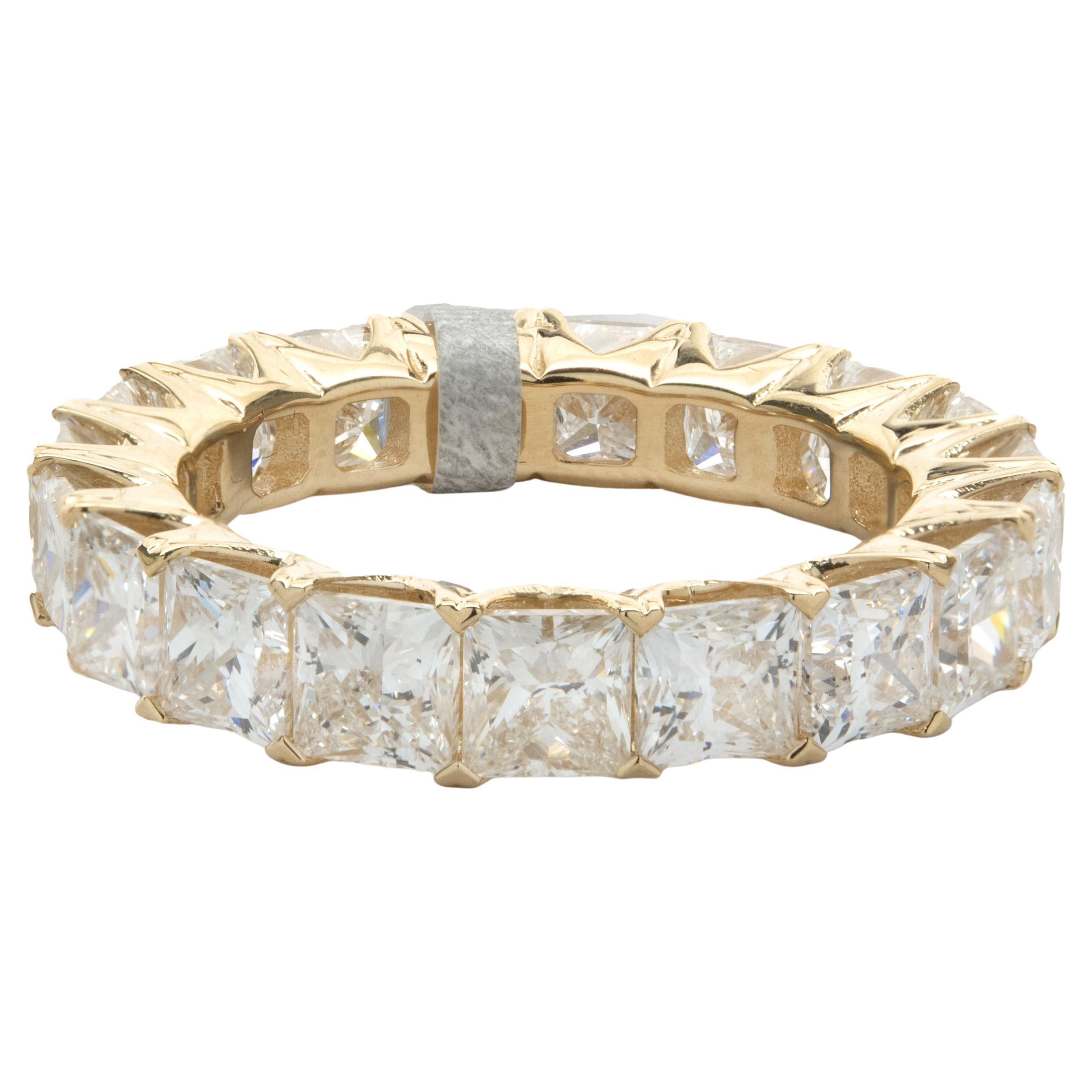 14 Karat Yellow Gold Princess Cut Diamond Eternity Band For Sale