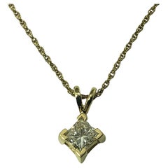14 Karat Yellow Gold Princess Cut Diamond Pendant Necklace 14 Karat Yellow Gold Princess Cut Diamond Pendant Necklace