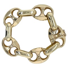 14 Karat Yellow Gold Puffed Mariner Link Vintage Bracelet