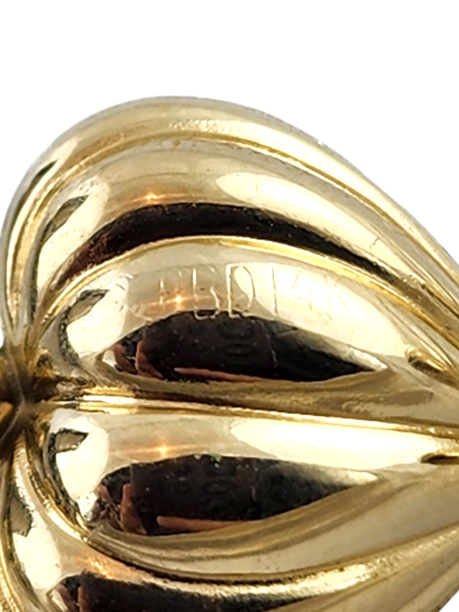 14 Karat Yellow Gold Puffy Heart Drop Earrings #19173 2