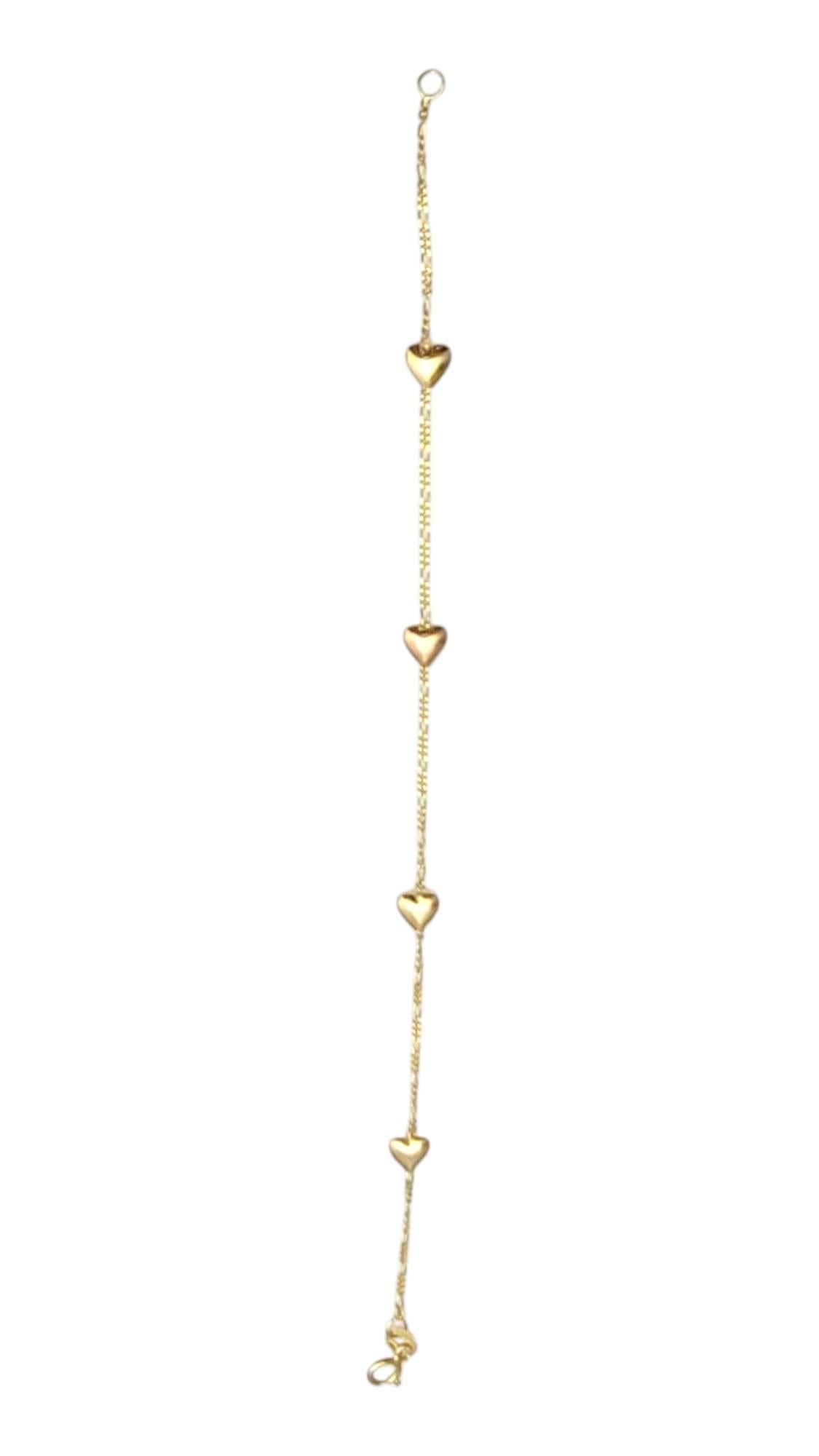 14 Karat Yellow Gold Puffy Heart Link Bracelet #20895 In Good Condition For Sale In Washington Depot, CT