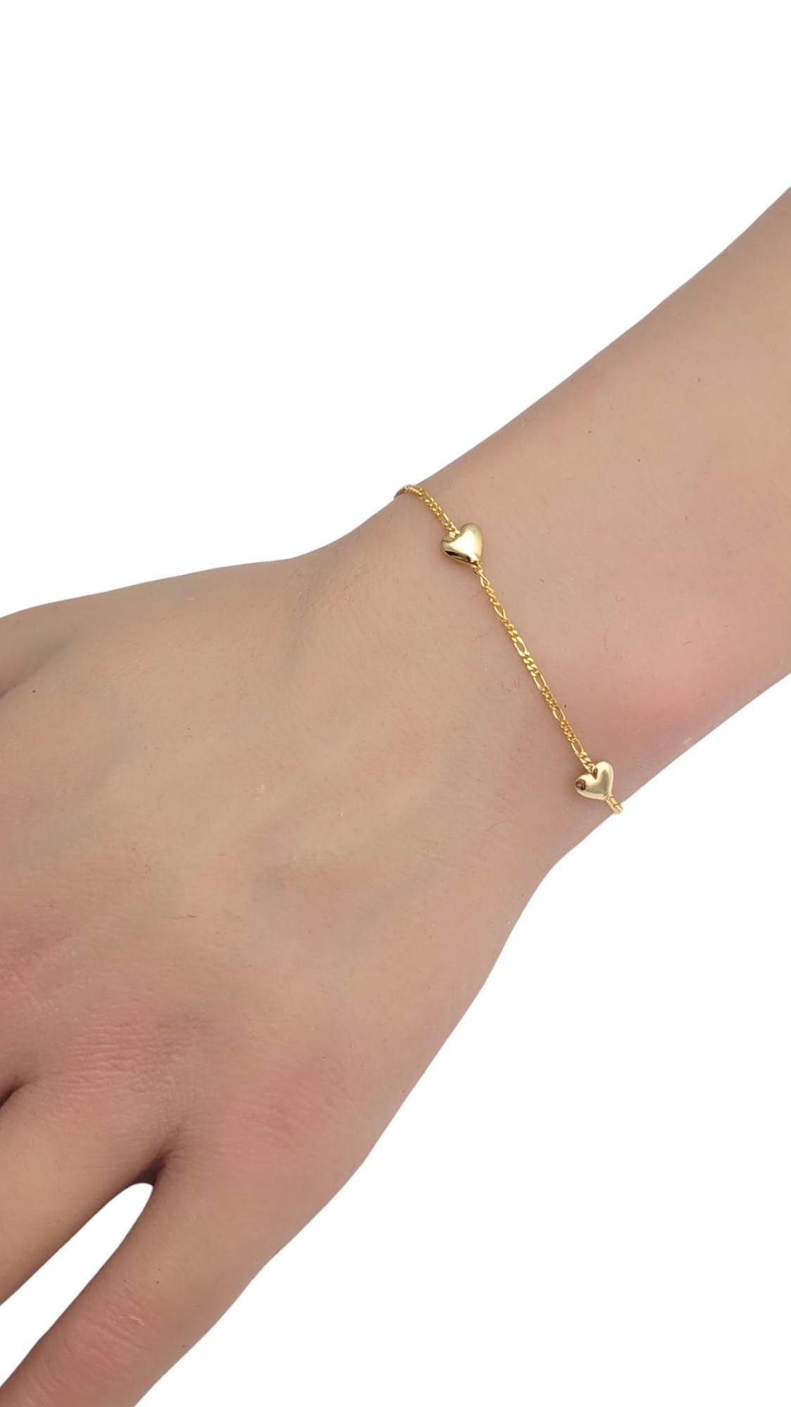 14 Karat Yellow Gold Puffy Heart Link Bracelet #20895 For Sale 1