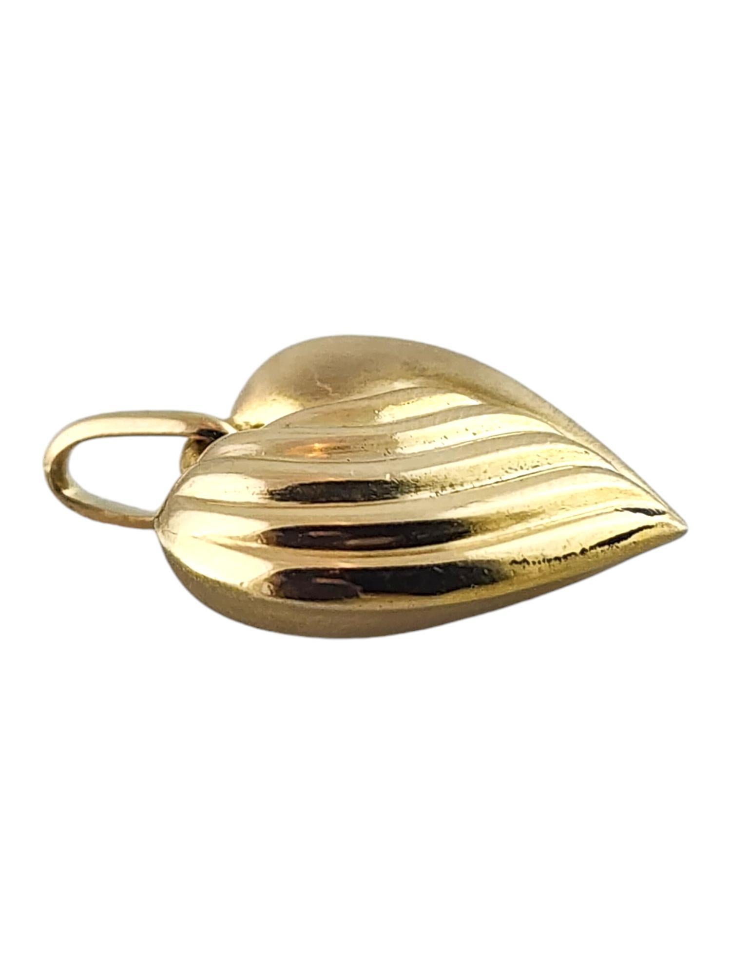 Women's 14 Karat Yellow Gold Puffy Heart Pendant #19297 For Sale