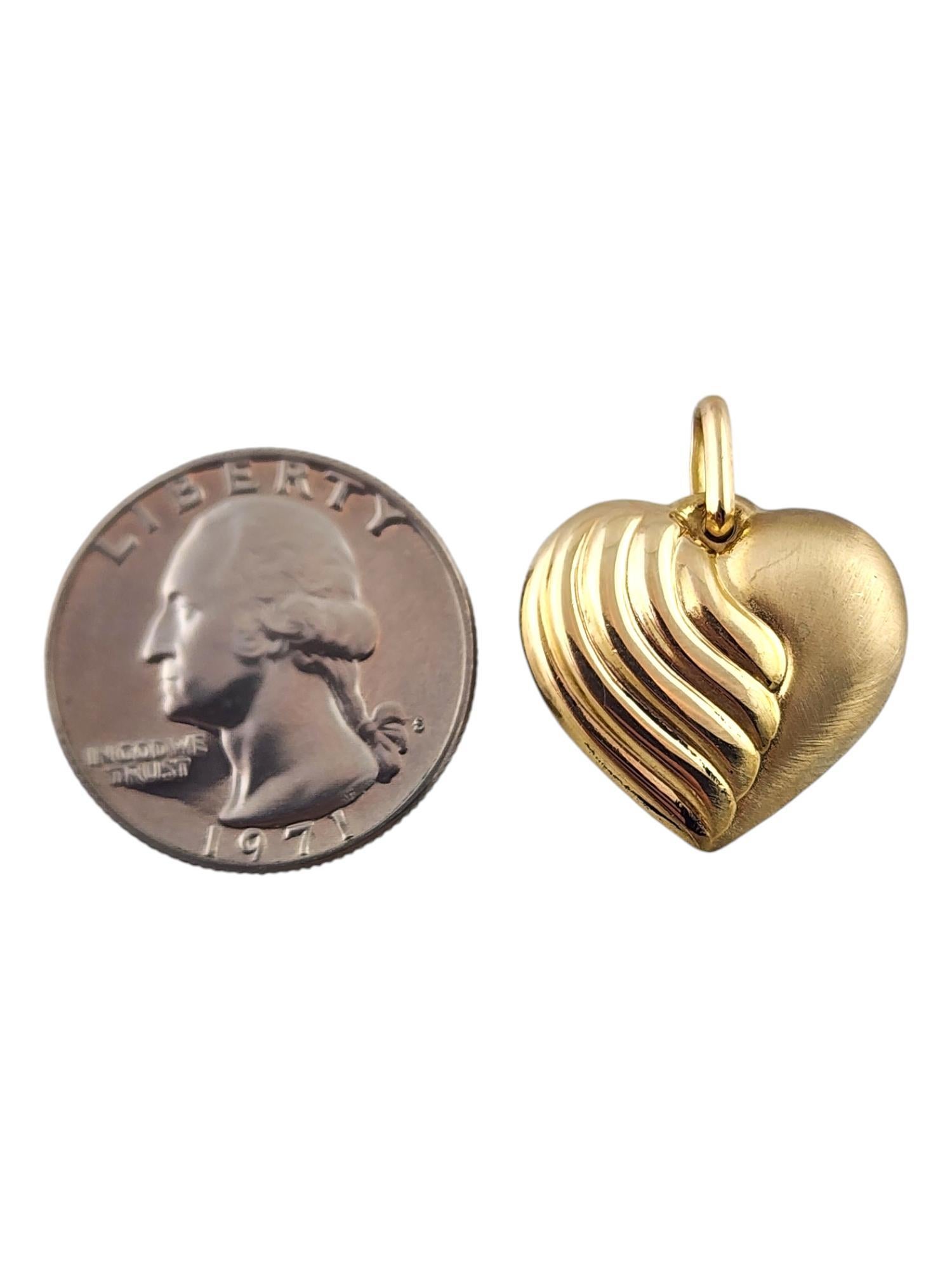 14 Karat Yellow Gold Puffy Heart Pendant #19297 For Sale 3