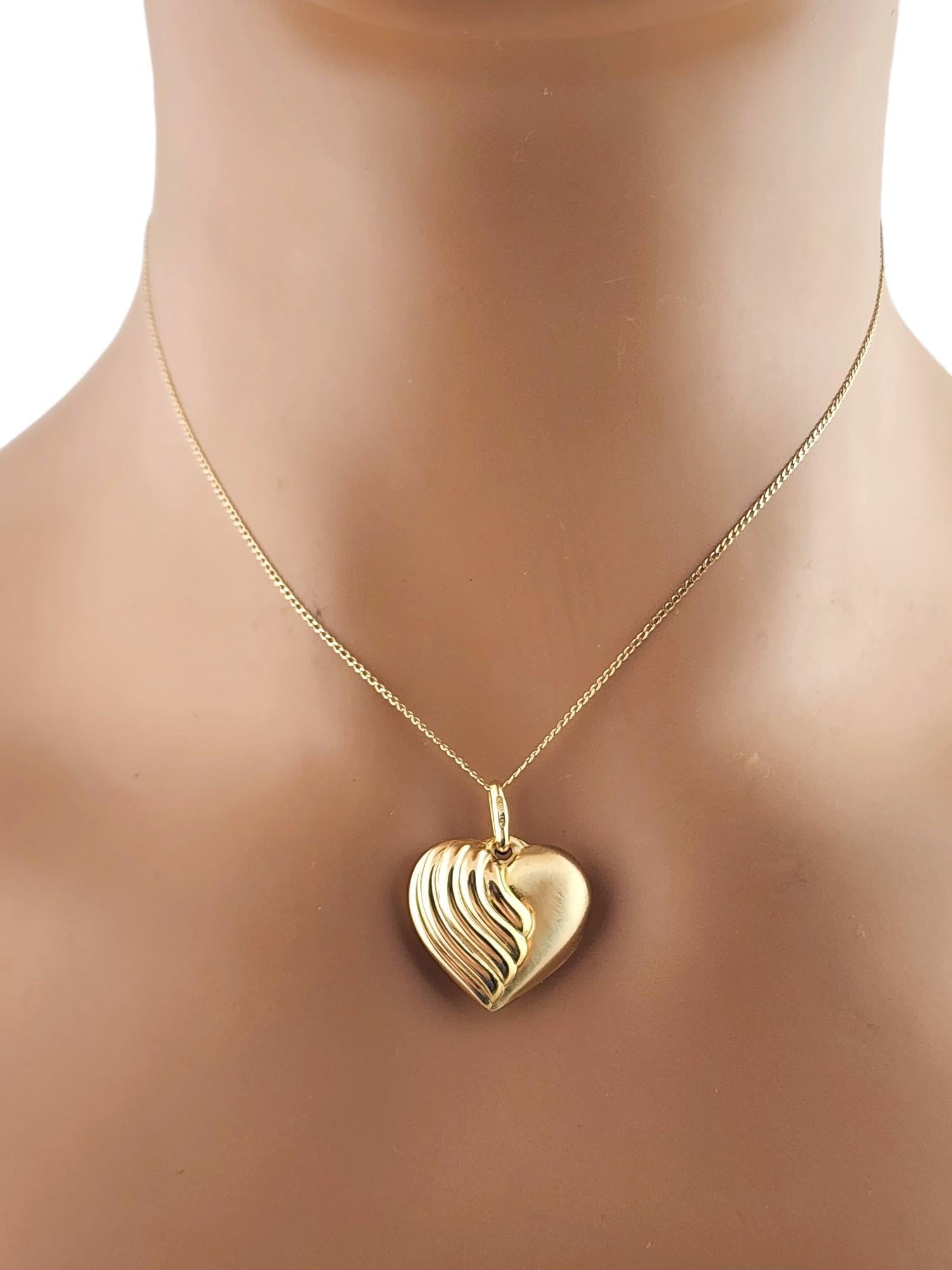 14 Karat Yellow Gold Puffy Heart Pendant #19297 For Sale 4