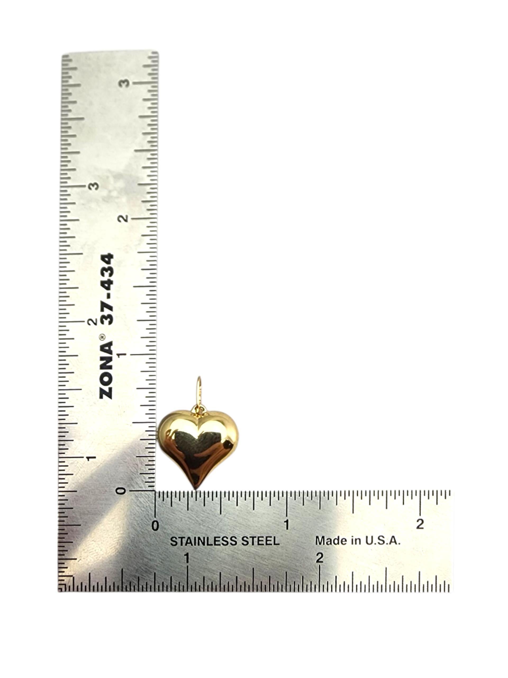 Pendentif coeur en or jaune 14 carats #23509 en vente 3