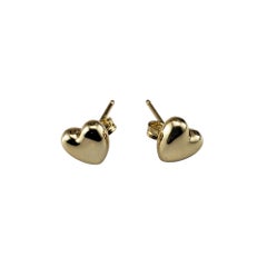 14 Karat Yellow Gold Puffy Heart Stud Earrings #20622