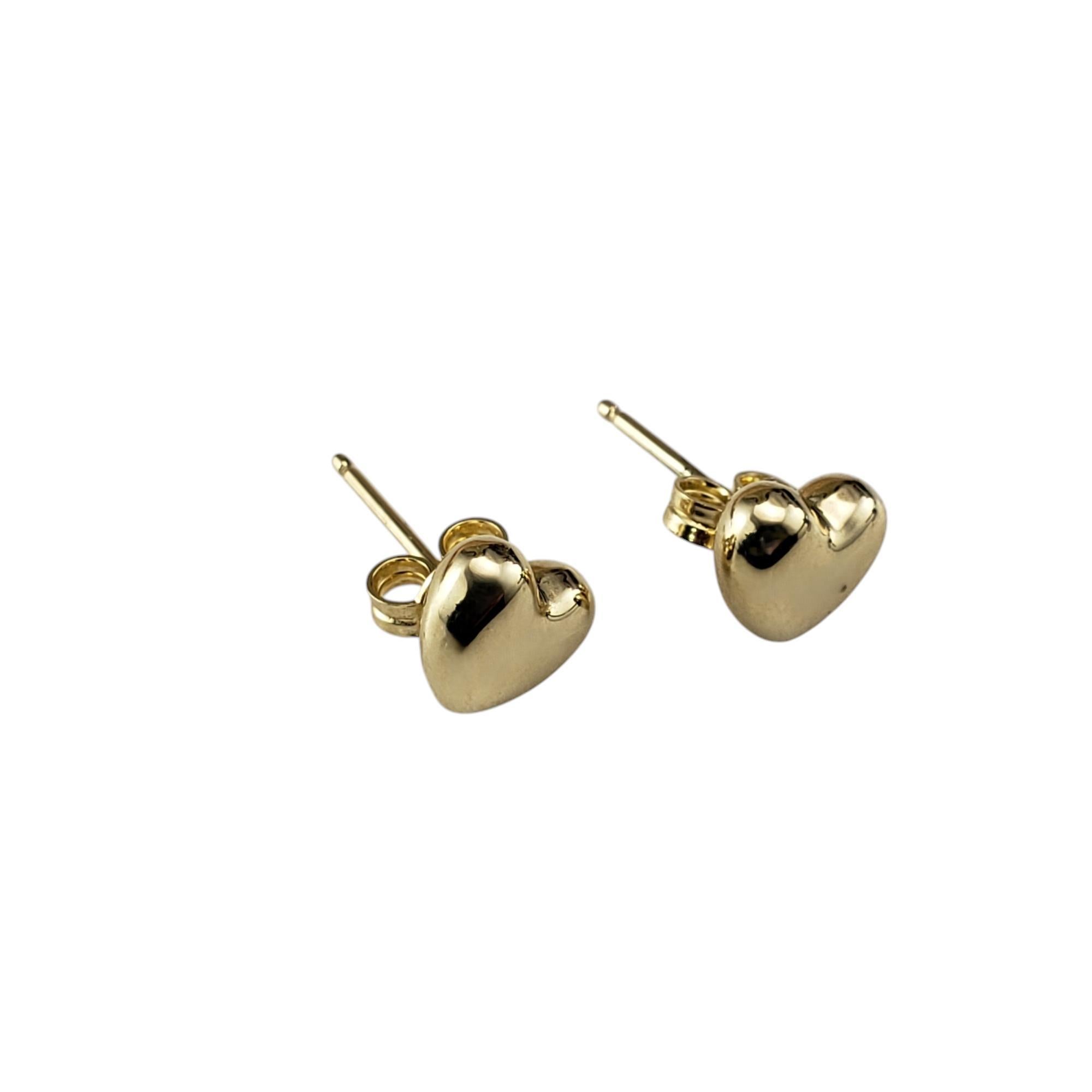 14 Karat Yellow Gold Puffy Heart Stud Earrings #20622 In Good Condition For Sale In Washington Depot, CT