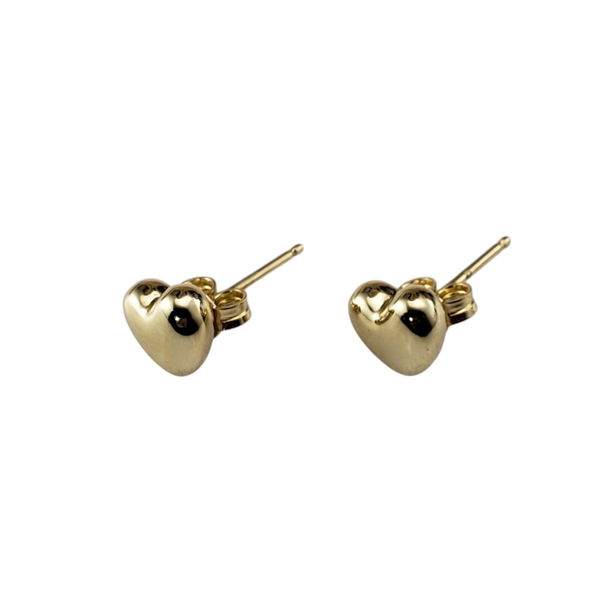 Women's 14 Karat Yellow Gold Puffy Heart Stud Earrings #20622 For Sale